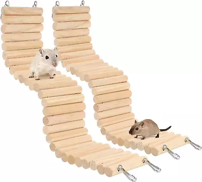 2Pcs Wooden Hamster Ladder Bridge Small Animal Climbing Stair Bendable Rat Cage  • £11.85