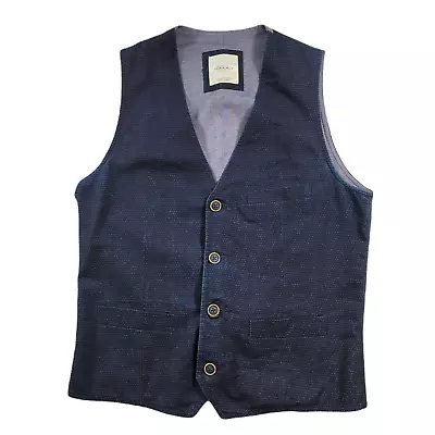 Zara Man Suit Vest Men's Large Blue Regular-Fit Modern Stretch Casual • $19.49