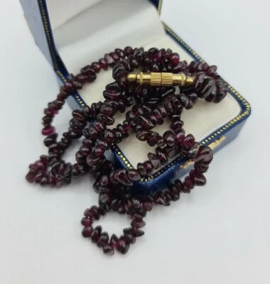 £10 • Buy Red Garnet Necklace Matinee Tumbled Irregular Bead 1