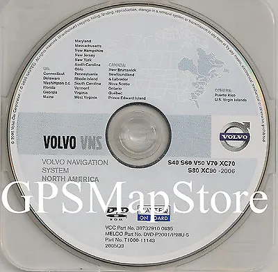 2002 To 2007 2008 2009 Volvo S60 Navigation DVD Coverage Eastern & Southeast Map • $89