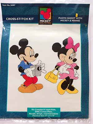 New Disney Mickey Unlimited Photo Shoot W Mickey Minnie Counted Cross Stitch Kit • $16