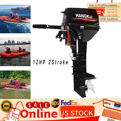 HANGKAI 12HP 2Stroke Fishing Boat Engine Outboard Motor Long Shaft Water Cooled • $1075