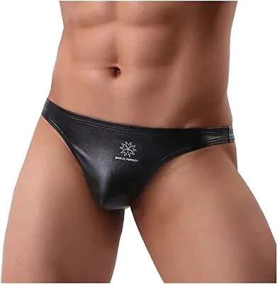 Arjen Kroos Men's Sexy Vegan Leather G-String Thong Underwear Swimwear Black • £8.30