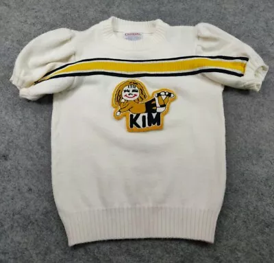 Vintage Cheerleader Supply Co. Sweater Womens Small White Yellow Black Patch • $24.88