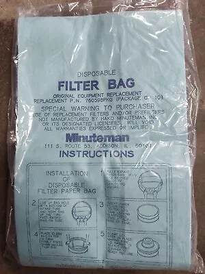 Minuteman 760598PKG Disposable Vacuum Filter Bags (10) - New  • $45