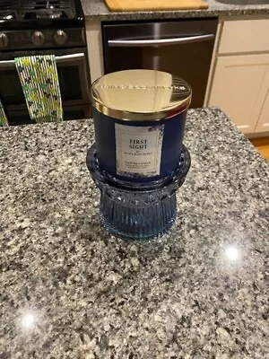 *NEW* FACETED BLUE GLASS ~ 3Wick CANDLE HOLDER ~ Bath & Body Works • $40