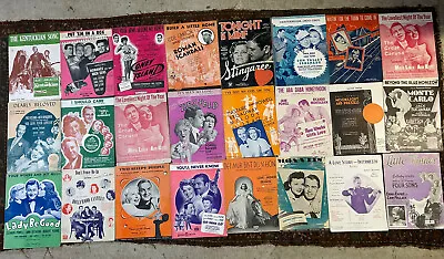 LOT Of 28 Vintage Sheet Music Artists 1940s Movie Romantic Theatre Women Bands • $17.75