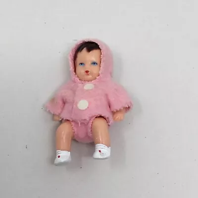 Vintage SHACKMAN Girl Baby DOLL Vinyl HONG KONG Dollhouse Miniature 2.75  (A) • $16.14