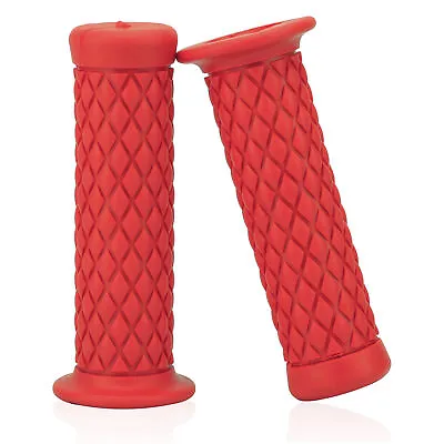 Red 7/8  Motorcycle Hand Grips Handlebar Rubber Gel For Cafe Racer Dirt Bike ATV • $7.99