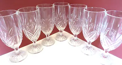 Set-7 MILANO Shannon Cut Crystal GODINGER Iced Tea 8  Glasses EUC! • $44.95