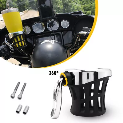 Black Motorcycle Handlebar Cup Holder Drink W/ Mesh Basket Mount For AUXITO BMW • $24.69