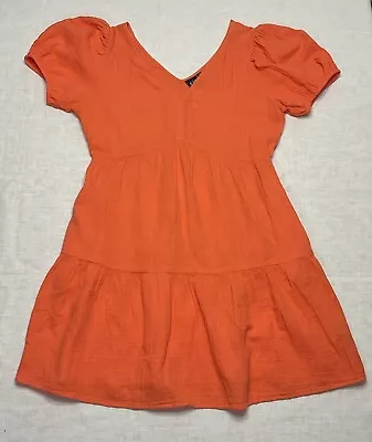 *NWT* Gap V Neck Orange Gauze Midi Dress W/ Puff Sleeve Womens SZ Large • $27