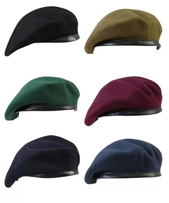 Kombat UK Beret 100% Wool Military Army Cadet Leather Binding • £8.99