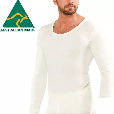 Men's THERMAL Long Sleeve Top Merino Wool Blend Underwear AUS MADE Thermals Warm • $25.05