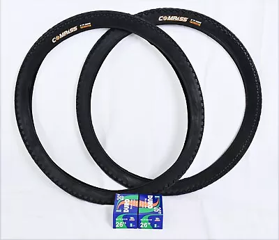 Two (2) 26  X 2.125  COMPASS Bicycle Tire/Tube Beach Cruiser Black Beach Cruiser • $33.99