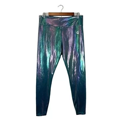 Grrrl Leggings Mermaid Metallic Green Blue Purple Iridescent Print Size “HEIDI” • $39