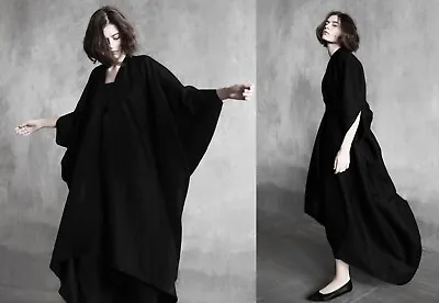 Plus Size Boho Linen Origami Poncho Cape Kimono Style Wrap Robe Cocoon Cardigan • $142