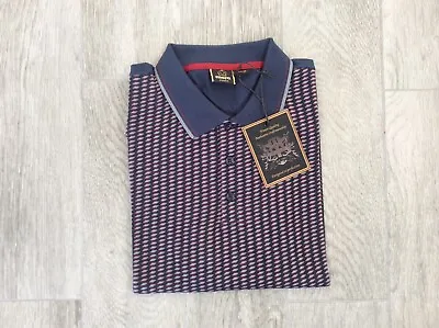 Mens Merc London Retro Regular Fit Polo Shirt Dark Blue Manor Size Xxl 44 Chest • $43.58