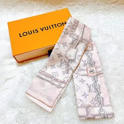 Authentic LOUIS VUITTON Pink Silk Monogram Bandeau Scarf For Women • $156
