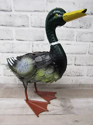 Metal Rustic 13  Tall Mallard Duck Bird Figure Yard Garden Farmhouse Decor • $69.99