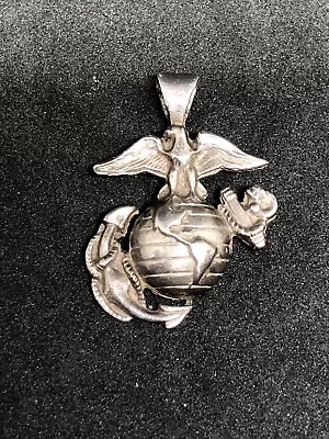 Vintage 925 Sterling Silver USMC Marine Corps Insignia Pendant • $49.99