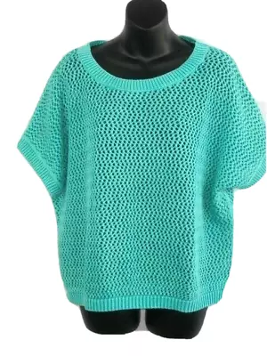 Mossimo Supply Co Womens Short Sleeve Open Knit Sweater Top Medium Blue • $14.38