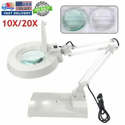 10/20X Magnifier LED Lamp Magnifying Glass Lens Desk Table  Workbench Lamp • $59.99