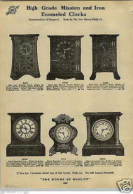 1912 PAPER AD Mission Oak Table Clock Iron Enameled Sonora Chiming • $14.98