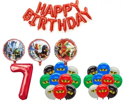 NINJAGO Red Balloon Set For 7TH Birthday Party FOIL HELIUM Decorations AGE 7 • £9.99
