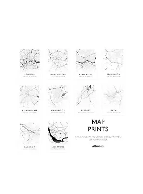 Map City Location Town Print Poster Wall Art Home Decor Moving New Home Gifts • £27.99