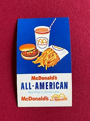 1960's McDonald's  Un-Used   ALL-AMERICAN  Meal Coupon  (Scarce / Vintage) • $89