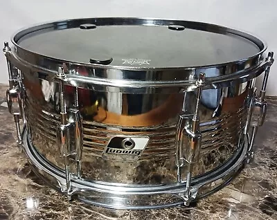 Vintage 90s Ludwig Rocker 8 Lug Chrome Snare Drum 6.5” X 14” Black/White Badge • $140