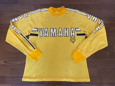 Vintage MOTO-X FOX Mesh Motocross Jersey US YAMAHA Yellow Size M • $158.99