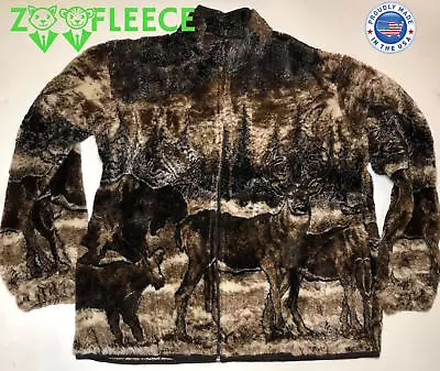 ZooFleece Deer Moose Unisex Berber Jacket Brown Animal Buck Coat Sweater M-3X • $44.62