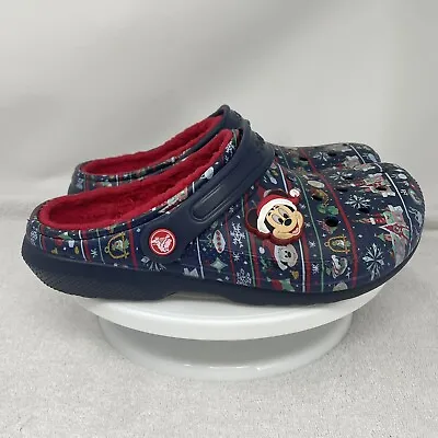 Disney Christmas Holiday 2020 Fleece Lined Mickey Light Up Crocs M6/W8 Blue Red • $44.99