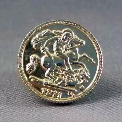 New Sovereign Coin 1911 Replica Gold Colour Metal Enamel Pin Badge Tie Pin • £2.09