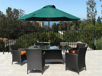 Outdoor Woven Wicker Dining Furniture 7 Piece Set Sunbrella Cushion (#2040R) • $2999