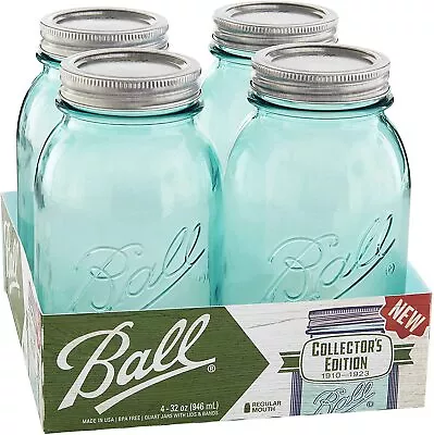 1440069055 32 Oz Collector'S Edition Aqua Vintage Canning Jar With Lids & Ban... • $29.18