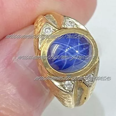 Mens Blue Star Sapphire Ring 925 Sterling Silver Landy Star Sapphire Ring • $154.99