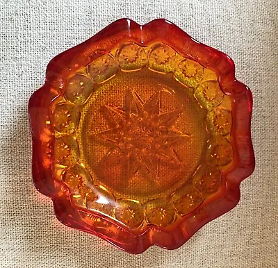 Vintage LE Smith Glass Moon And Stars Ashtray Persimmon 4” • $15