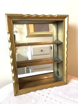 Vintage Wall Mirrored 3 Tier Display Case Curio Cabinet Knick Knack Shadow Box • $49.99