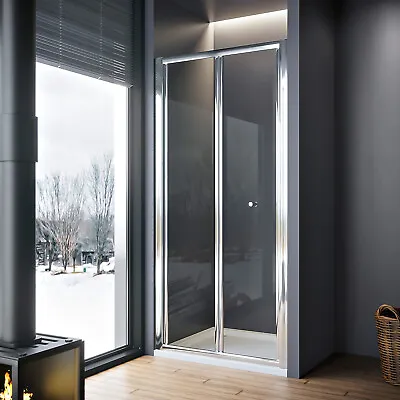 Bifold Shower Enclosure Door Glass Screen 700/760/860/900/1000mm Adjustable Size • £135.99