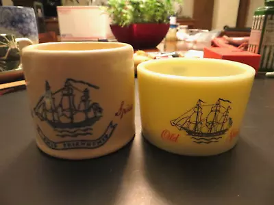 2 Vintage Old Spice Shaving Mugs Milk Glass & Pottery Barber Shop Collectibles • $15.90