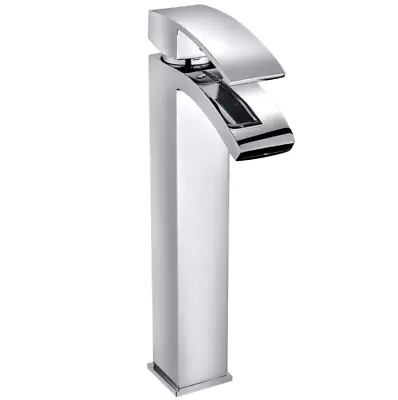  Tall Modern Counter Top Basin Mixer Tap Bathroom Sink Faucet Chrome Silver  • £45.97