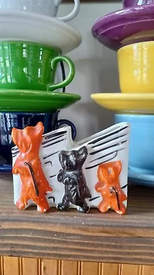 Vintage Old Scotty Scottie Puppy Dog's With Canes Halloween Planter Orange Black • $9.95