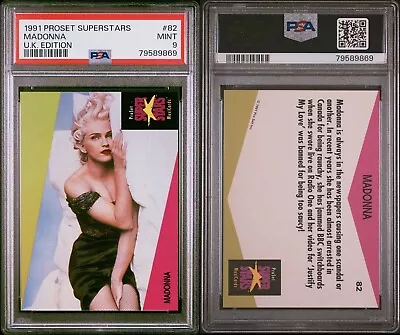 Madonna 1991 Pro Set Superstars MusicCards UK Edition #82 PSA 9 • $34.99