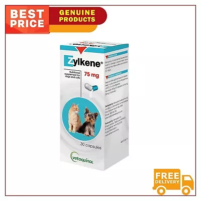 ZYLKENE Nutritional Supplement 30 Capsules For Dogs & Cats Up To 10 Kg 75 MG • $47.97