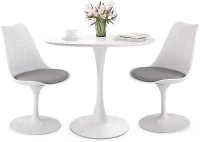 JAXSUNNY 31.5  White Tulip Round Dining Table And Chair Set Mid Century Style • $129.99