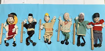 Lot Of 6 Vintage Marionettes / String Puppets - Wooden 9” - 11” Japan  1950s • $28