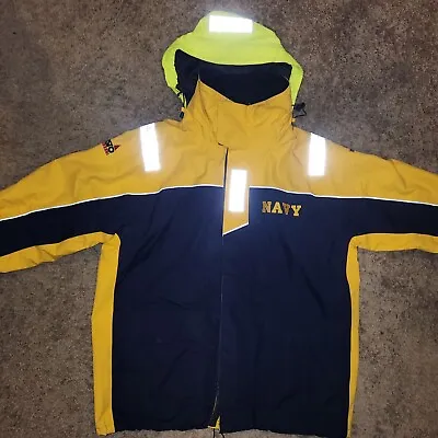 Musto Performance Navy Sailing Jacket XXXL Mens 3XL Yellow Waterproof Breathable • $198.69